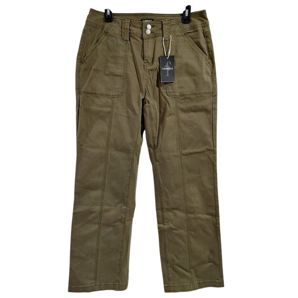 Women's Olive Green Wide-Leg Pants - Picture 2 of 16